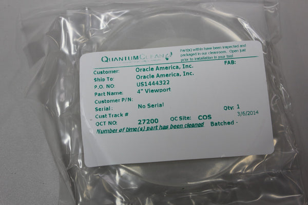 Quantum Cleaned 4" Glass For Viewport UHV Sputtering