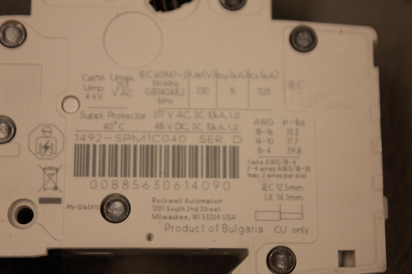 ALLEN BRADLEY 1492-SPM1C040 SER D BREAKER MODULE