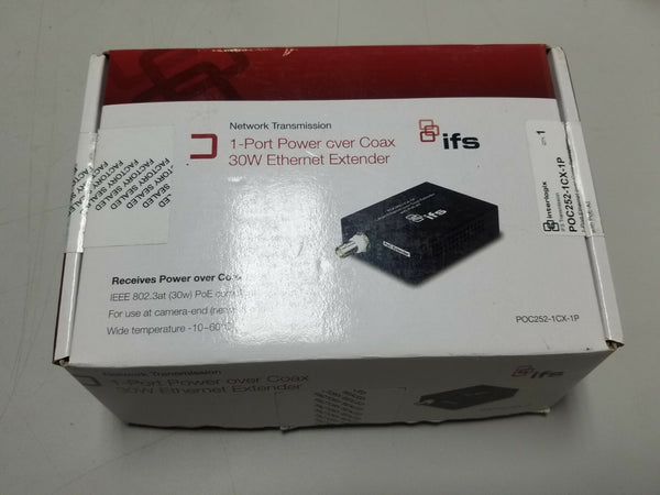 IFS Interlogix POC252-1CXP-1T 1 Port Power Over Coax Ethernet Extender 30W 