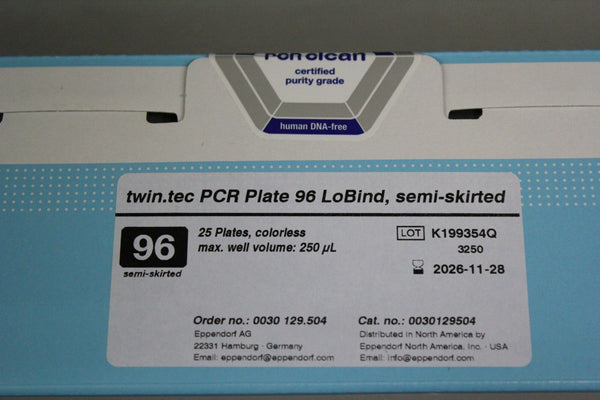 NEW BOX EPPENDORF TWIN TEC PCR PLATES 96 LOBIND SEMI SKIRTED 0030129504