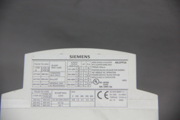 SIEMENS LIGHTING CONTACTOR 75LCC120A WITH 6 49LCPP2A MODULES