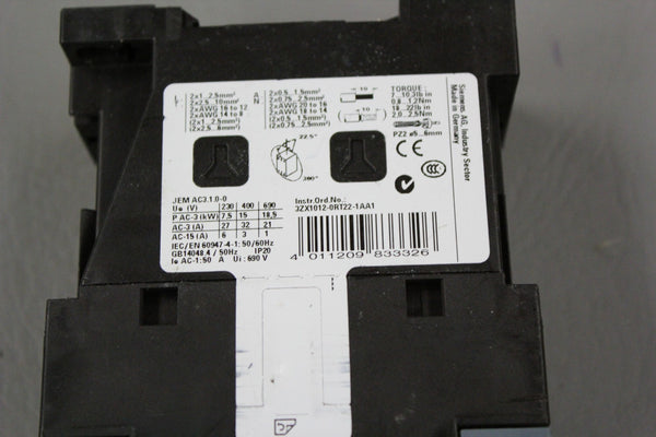 SIEMENS SIRIUS CONTACTOR 3RT2027-1BM40