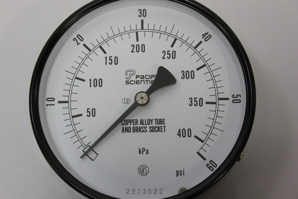 Pacific Scientific (NKS) 4" Pressure Gauge 0-60 PSI 0-400 kPa 