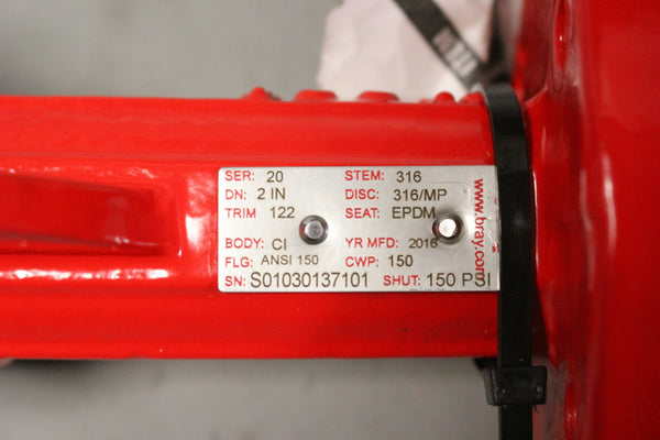 NEW BRAY 2" BUTTERFLY VALVE  SERIES 20
