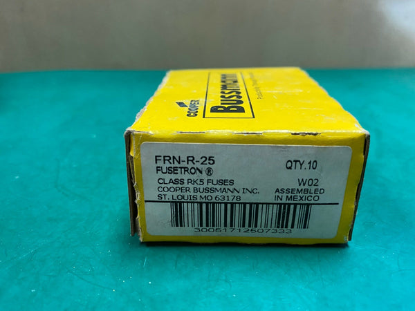 Lot of 9 Cooper Bussmann Fusetron Class RK5 Fuses FRN-R-25