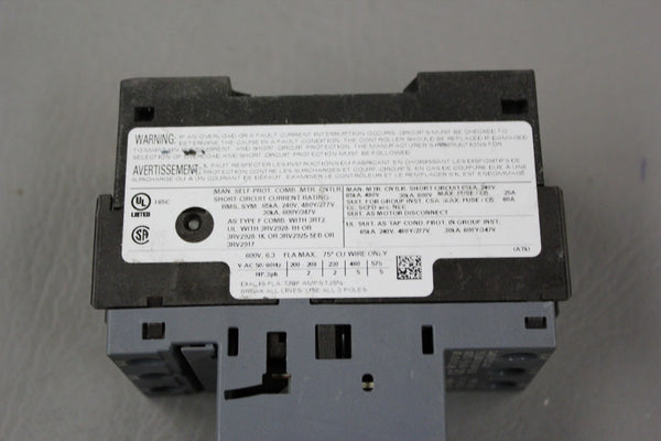 SIEMENS SIRIUS CONTACTOR MOTOR STARTER 3RV2011-1GA10
