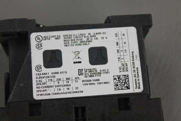 SIEMENS SIRIUS 3RT2026-1AK60 POWER CONTACTOR