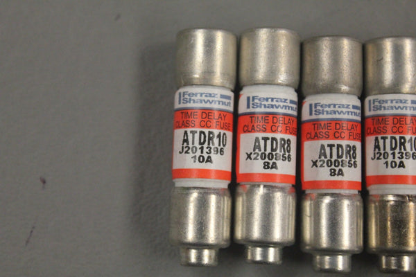 LOT OF 5 FERRAZ SHAWMUT TIME DELAY CLASS CC FUSE ATDR10 J201396 10A