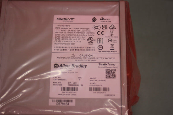 NEW ALLEN BRADLEY STRATIX 5700 ETHERNET MANAGED SWITCH 1783-BMS20CA A