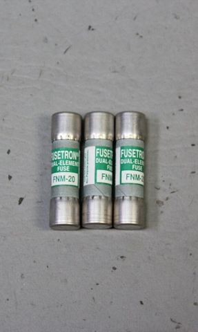 LOT OF 3 FUSETRON DUAL ELEMENT FNM-20 FUSES FUSE