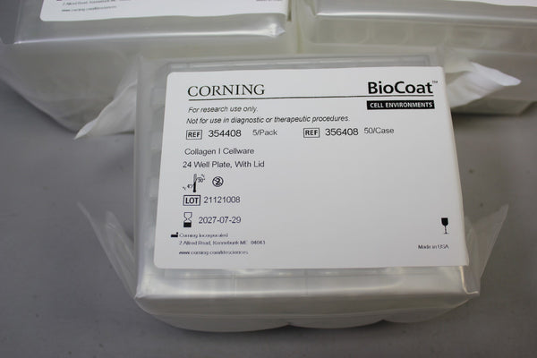 NEW CORNING 354408 BIOCOAT COLLAGEN CELLWARE 24 WELL PLATE W/LID 25 QTY