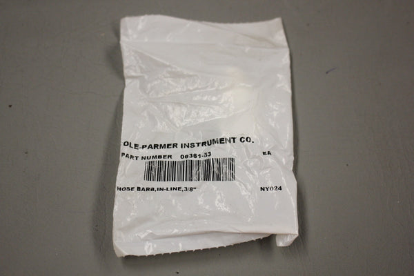 NEW COLE PARMER 06361-53 HOSE BARB IN LINE 3/8"