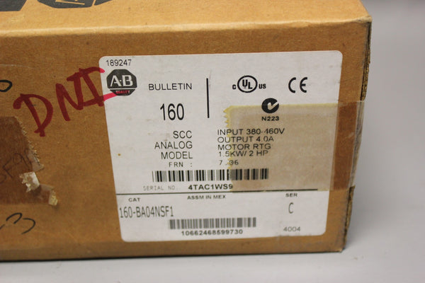 NEW ALLEN BRADLEY VARIABLE SPEED DRIVE  160-BA04NSF1 C