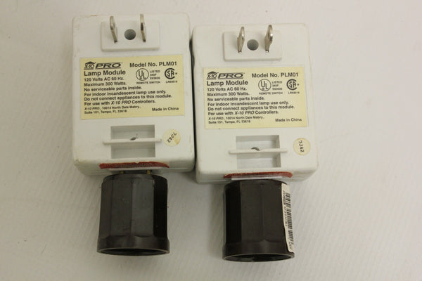Lot of 2 X10 Pro Lamp Module PLM01 120 Volts 60 Hz Mx 300 watts + leviton socket