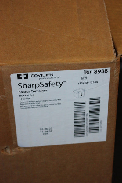 NEW 5 COVIDIEN 18 GALLON SHARPSAFETY SHARPS CONTAINERS 8938