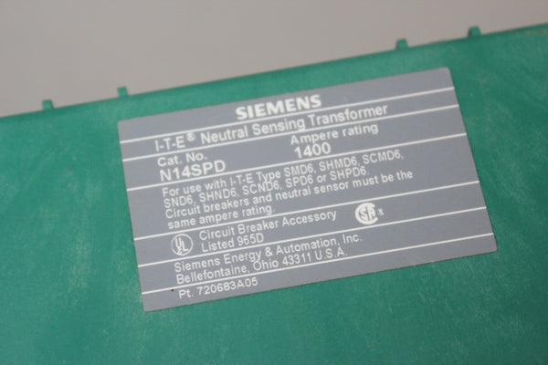NEW SIEMENS I-T-E NEUTRAL SENSING TRANSFORMER N14SPD 1400 AMP