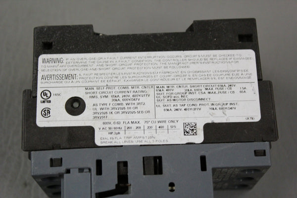 SIEMENS SIRIUS CONTACTOR MOTOR STARTER 3RV2011-0GA10