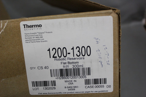 NEW CASE OF 40 THERMO ROBOTIC RESERVOIRS FLAT BOTTOM 300ml 1200-1300