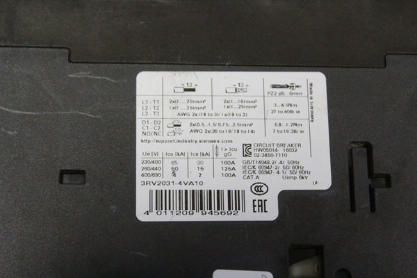 SIEMENS SIRIUS 3RV2031-4VA10  CONTACTOR   (U)