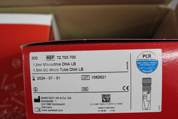 NEW CASE OF 1000 SARSTEDT 1.5ml MICRO TUBES 72.703.700