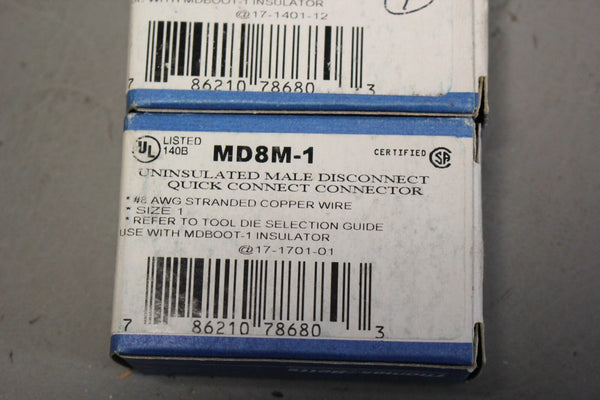 NEW THOMAS & BETTS MD8M-1 UNINSULATED MALE DISCONNECT LOT OF 17