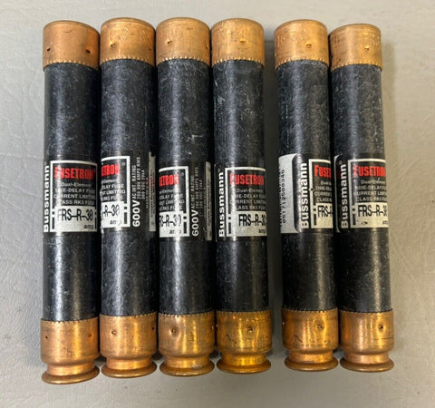 Lot of 6 Bussmann FRS-R-30 Dual Element Time Delay Fuse 600VAC 300VDC 30A