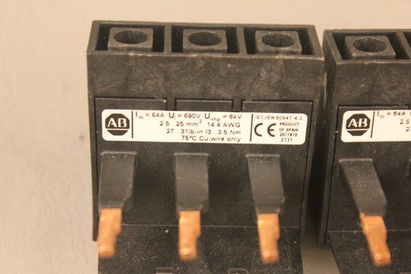 LOT OF 2 ALLEN BRADLEY 140MT-C-WTEN SER A BUS BAR FEEDER TERMINALS