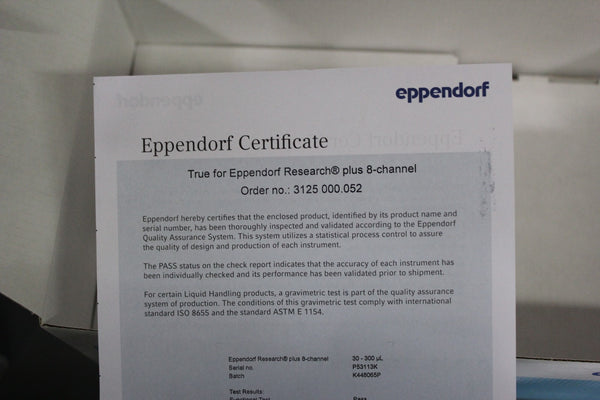NEW EPPENDORF RESEARCH PLUS MULTI 8 CHANNEL 30-300 UL PIPETTOR 3125000052