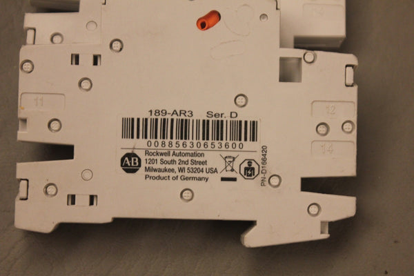LOT OF 2 ALLEN BRADLEY 189-AR3 SER D AUXILIARY CONTACTS