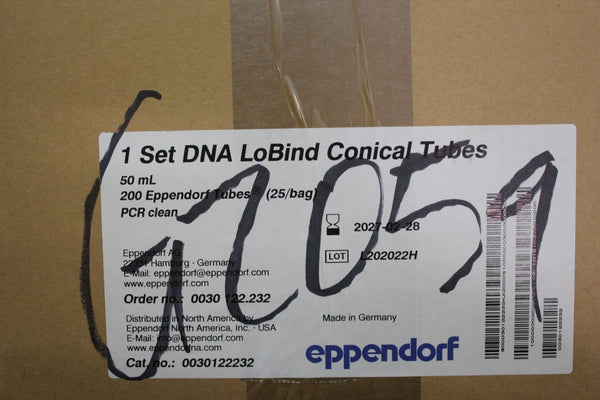 NEW CASE OF 200 EPPENDORF 50mL PCR CLEAN CONICAL TUBES 25/BAG 0030122232