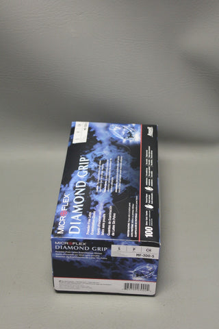 BOX OF 100 ANSELL MICROFLEX DIAMOND GRIP PWDERFREE LATEX EXAMINATION GLOVES SZ S