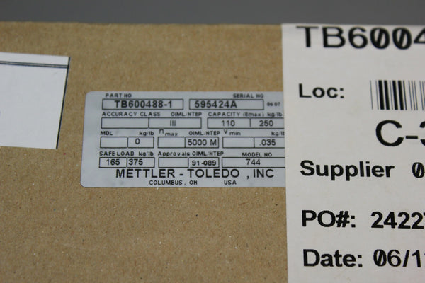 NEW METTLER TOLEDO LOAD CELL 250LB 110KG TB600488-1 