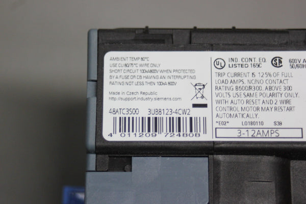 NEW SIEMENS SOLID STATE OVERLOAD RELAY 3UB8123-4CW2 48ATC3S00