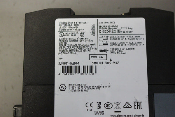 SIEMENS SIMOCODE PRO V PN GP ETHERNET/PROFINET MODULE 3UF7011-1AB00-1