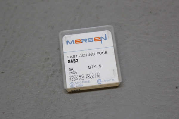 LOT OF 5 MERSON FAST ACTING FUSE GAB3
