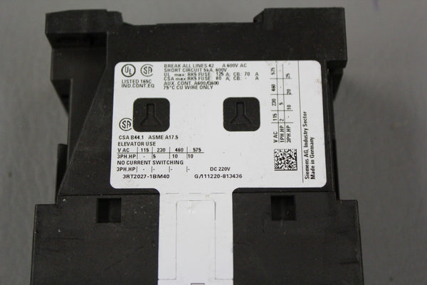SIEMENS SIRIUS CONTACTOR 3RT2027-1BM40
