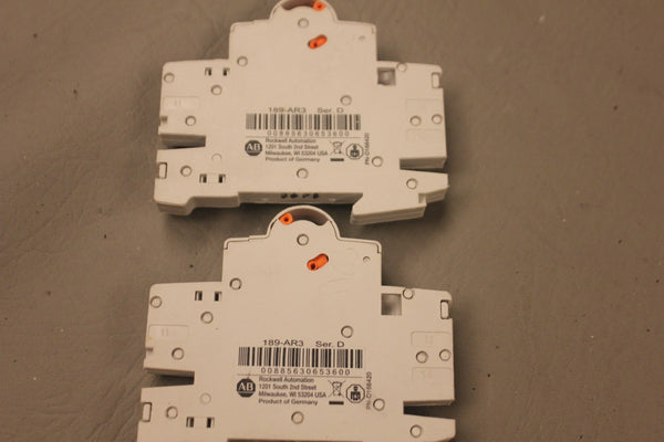 LOT OF 2 ALLEN BRADLEY 189-AR3 SER D AUXILIARY CONTACTS