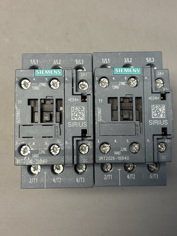2- Siemens 3RT2026-1BB40 Power Contactor 24VDC