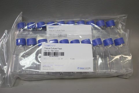 NEW FISHER BRAND TISSUE CULTURE FLASK FB012933 12.5CM VENTED CAP 20 QTY