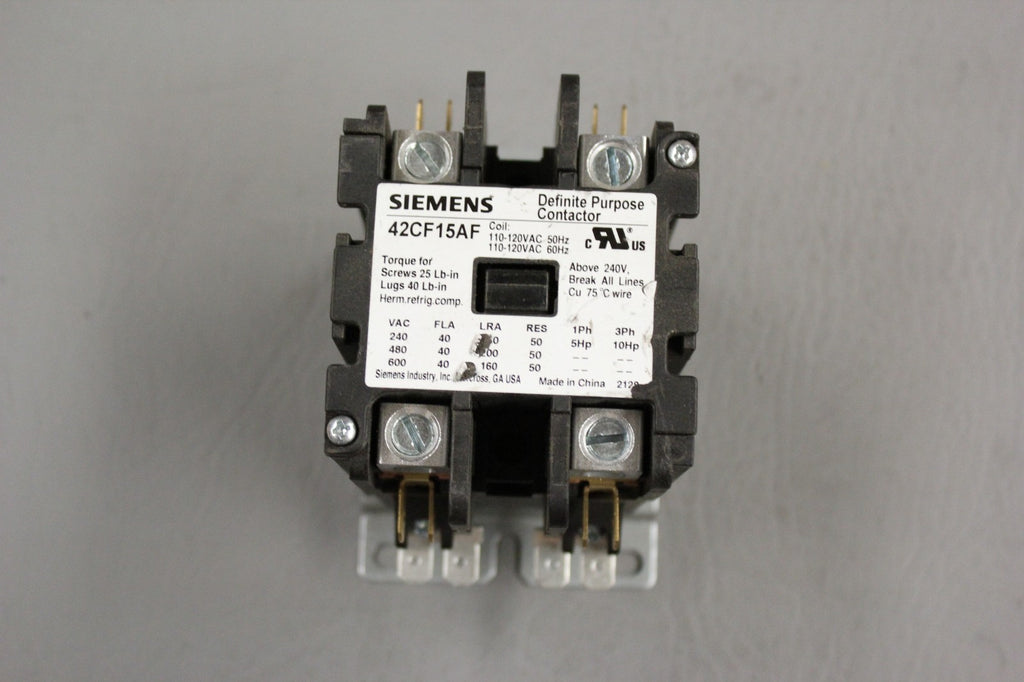 SIEMENS DEFINITE PURPOSE CONTACTOR 42CF15AF