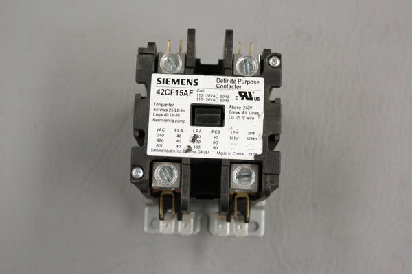 SIEMENS DEFINITE PURPOSE CONTACTOR 42CF15AF