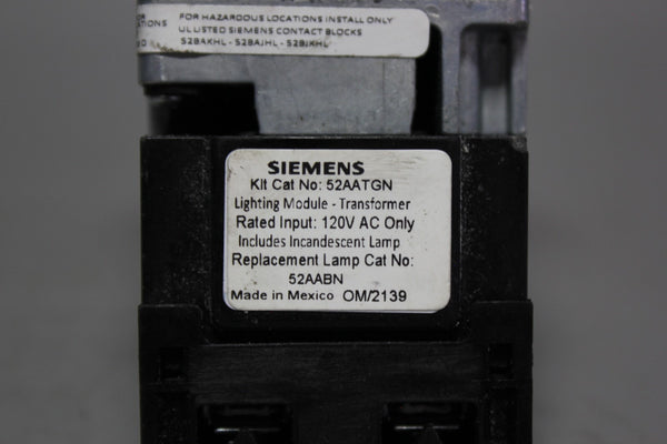SIEMENS 52PP2GRAB RED MUSHROOM HEAD OIL-TIGHT PUSH BOTTON SWITCH W/52BJK, 52AATG