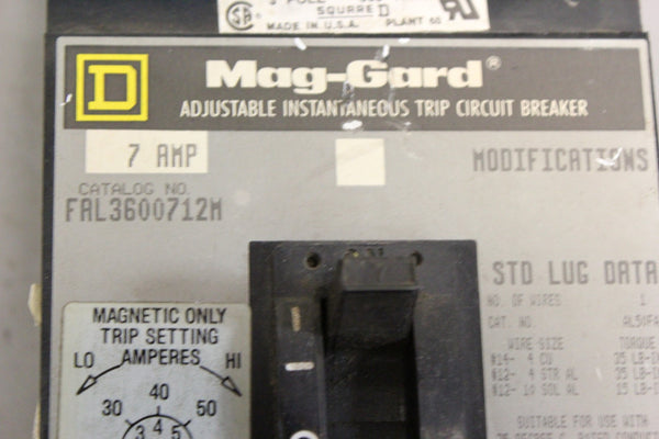 SQUARE D 7A MAG-GARD CIRCUIT BREAKER  FAL3600712M