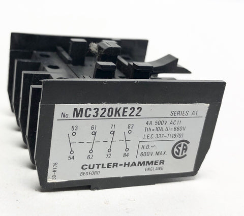  Cutler Hammer MC320KE22 Auxiliary Contact NEW