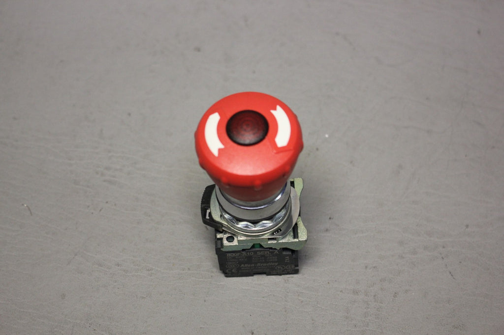 ALLEN BRADLEY TWIST TO RELEASE EMERGENCY STOP ILLUMINATED PUSHBUTTON SWITCH