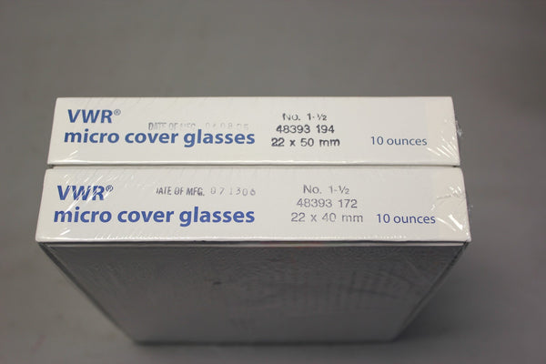 LOT OF 2 NEW BOXES OF VWR MIRCO COVER SLIDE GLASSES  48393