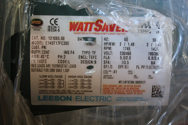 NEW WATTSAVER 2HP INVERTER DUTY PREMIUM EFFICIENCY MOTOR  121065.00