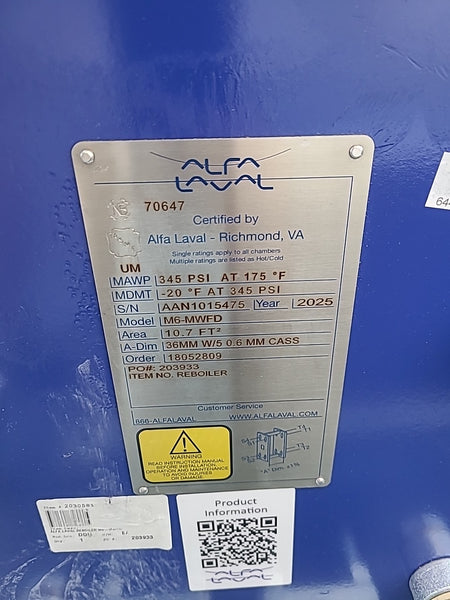 NEW Alfa Laval M6-MWFD Semi-welded M6 Gasketed plate heat exchanger