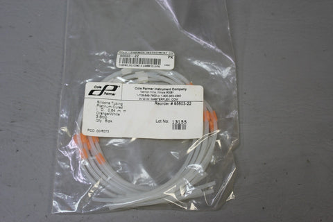 NEW COLE PARMER 6 PACK PLATINUM CURED SILICONE TUBING I.D. 0.64 95603-22 ISMATEC