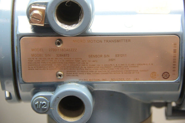 MICRO MOTION FLOW TRASNMITTER & FLOW SENSOR 2700 11BDAEZZZ F100 S138SCAMEZZZZ